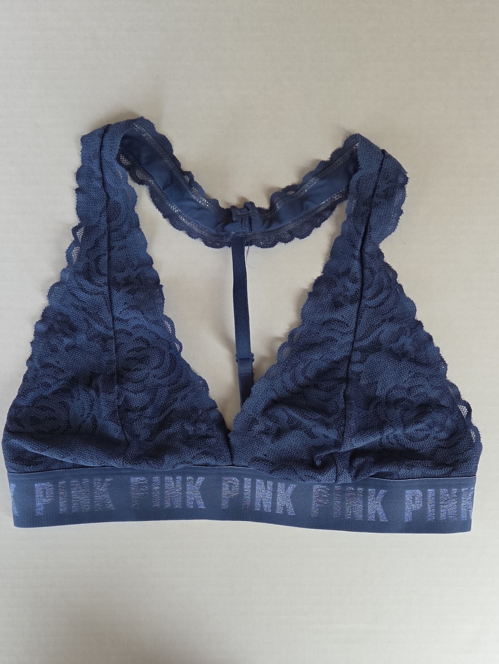 PINK Victoria's Secret Lace Racerback Bralette in Navy
